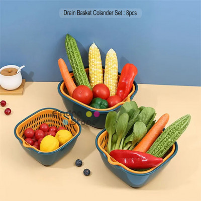 Drain Basket Colander Set : 8pcs